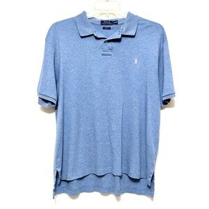Ralph Lauren Polo Shirt Light Blue XL TG Short Sleeved Custom Fit Horse Logo